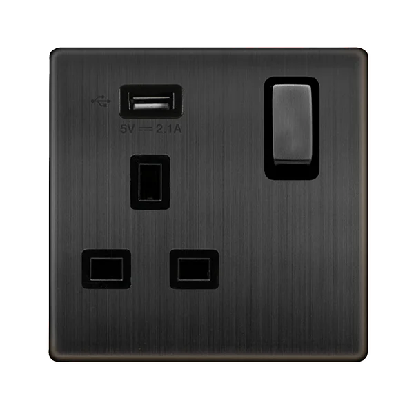 Track lighting for outdoor gardensDefinity 13A Ingot 1 Gang Switched Socket With 2.1A Usb Outlet - Matt Bronze Cover Plate - Black Insert Track lighting for outdoor gardensDefinity 13A Ingot 1 Gang Switched Socket With 2.1A Usb Outlet - Matt Bronze Cover Plate - Black Insert