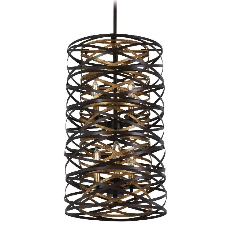Industrial Lighting for Food Processing FactoriesVortic Flow 14 in. 6 Lights Pendant Light Dark Bronze & Gold Finish Industrial Lighting for Food Processing FactoriesVortic Flow 14 in. 6 Lights Pendant Light Dark Bronze & Gold Finish