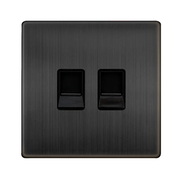 Track lighting for updating office lobbiesDefinity Twin Telephone Master Outlet - Matt Bronze Cover Plate - Black Insert