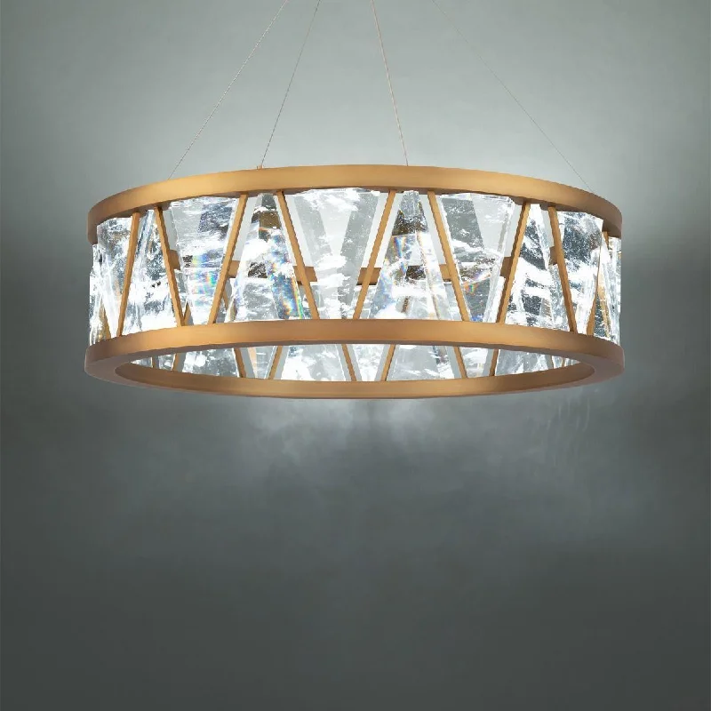 Industrial Lighting for Printing Press FacilitiesCorinth 32 in. LED Pendant Light Selectable CCT Brass Finish Industrial Lighting for Printing Press FacilitiesCorinth 32 in. LED Pendant Light Selectable CCT Brass Finish