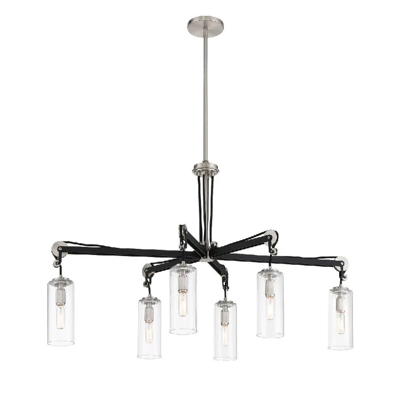 Industrial Lighting with High CRI (Color Rendering Index) for True Color PerceptionPullman Junction 40 in. 6 Lights Pendant Light Brushed Nickel & Black Finish Industrial Lighting with High CRI (Color Rendering Index) for True Color PerceptionPullman Junction 40 in. 6 Lights Pendant Light Brushed Nickel & Black Finish