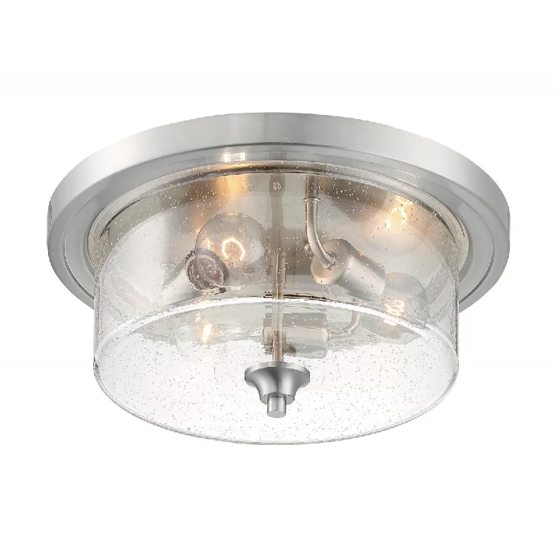 Track lighting with a decorative track designNuvo 60-7191 Bransel 3 Light Flush Mount with Seeded Glass - Brushed Nickel Finish