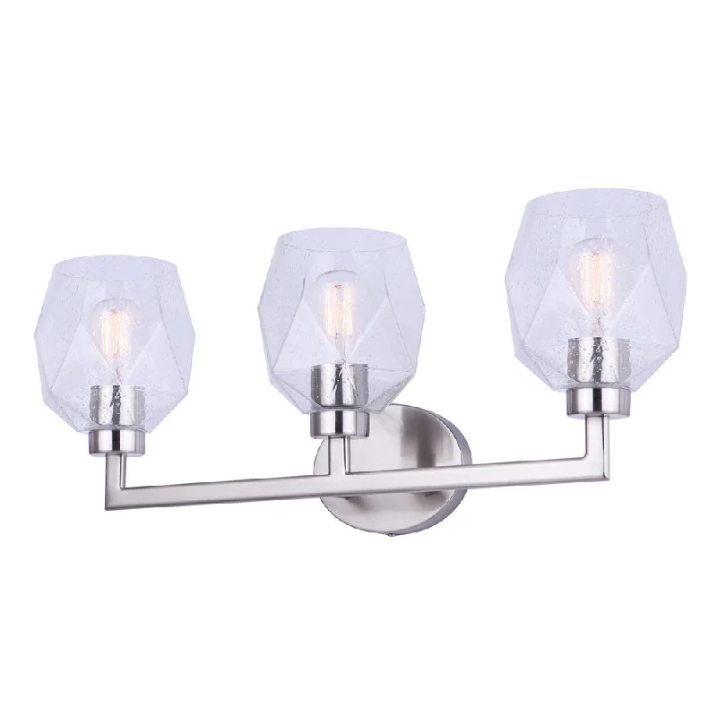 Track lighting with a minimalist track designCanarm IVL1070A03BN Lenci Sculptural Seeded Glass 3 Light Vanity Brushed Nickel Track lighting with a minimalist track designCanarm IVL1070A03BN Lenci Sculptural Seeded Glass 3 Light Vanity Brushed Nickel