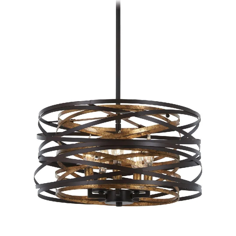 Shock - Resistant Industrial Lighting for Vibrating Machinery AreasVortic Flow 16 in. 5 Lights Pendant Light Dark Bronz & Gold Finish
