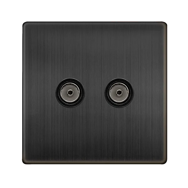 White track lighting for a clean lookDefinity Twin Non-Isolated Coaxial Outlet - Matt Bronze Cover Plate - Black Insert White track lighting for a clean lookDefinity Twin Non-Isolated Coaxial Outlet - Matt Bronze Cover Plate - Black Insert