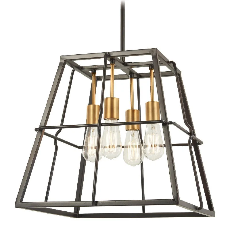 Energy - Efficient Industrial Lighting for Cost - SavingsKeely Calle 18 in. 4 Lights Pendant Light Bronze & Brass Finish Energy - Efficient Industrial Lighting for Cost - SavingsKeely Calle 18 in. 4 Lights Pendant Light Bronze & Brass Finish