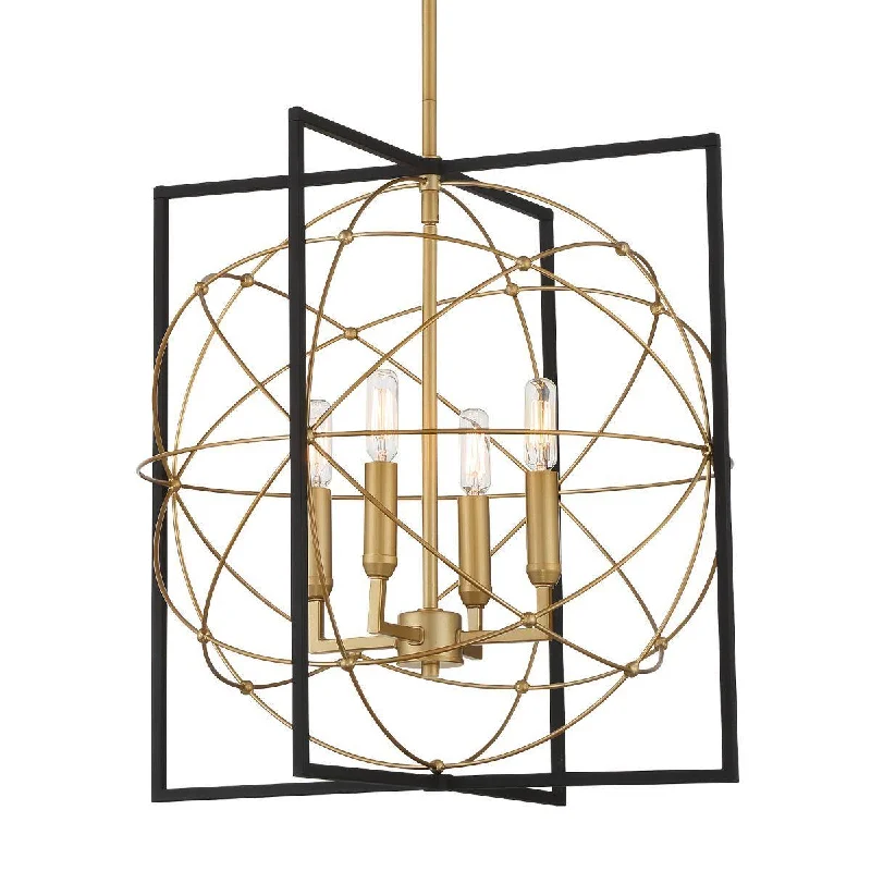 Durable Industrial Lighting for Harsh EnvironmentsTitans Trace 19 in. 4 Lights Pendant Light Black & Gold Finish