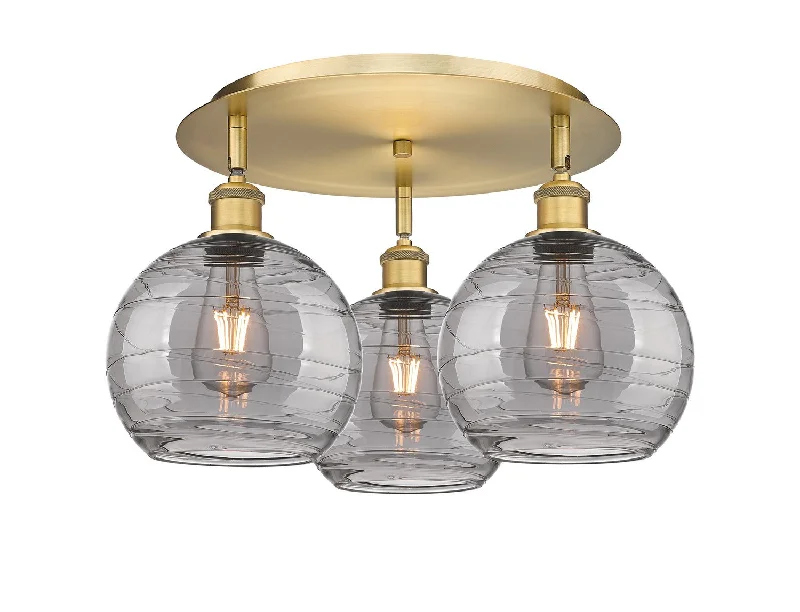 Dimmable Industrial Lighting for Ambiance ControlDowntown Urban Three Light Flush Mount Dimmable Industrial Lighting for Ambiance ControlDowntown Urban Three Light Flush Mount