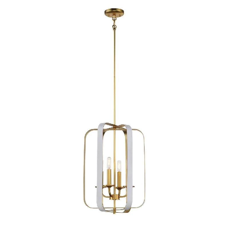 Industrial Lighting for Printing Press FacilitiesAureum 14 in. 4 Lights Pendant Light Matte White & Gold Finish Industrial Lighting for Printing Press FacilitiesAureum 14 in. 4 Lights Pendant Light Matte White & Gold Finish