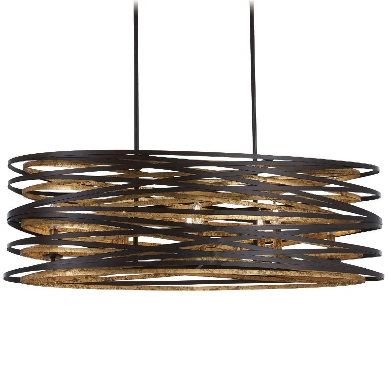 Industrial Lighting for Electronics ManufacturingVortic Flow 40 in. 8 Lights Pendant Light Dark Bronze & Gold Finish