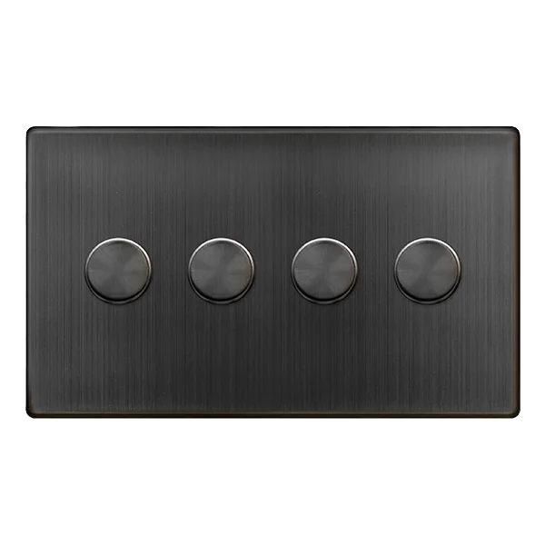 Track lighting with a decorative track designDefinity 4 Gang 2 Way 100W Dimmer Switch - Matt Bronze