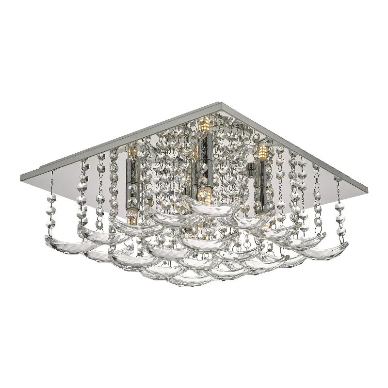 Track lighting for small apartmentsOrella 5/9 Light Flush Polished Chrome & Crystal