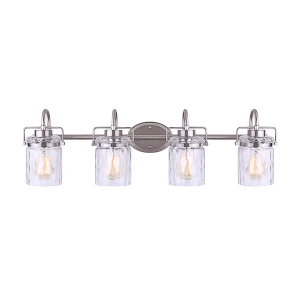 Track lighting with swivel heads for precise aimingCanarm IVL707A04BN Arden Four-Light Vanity Light in Brushed Nickel Track lighting with swivel heads for precise aimingCanarm IVL707A04BN Arden Four-Light Vanity Light in Brushed Nickel