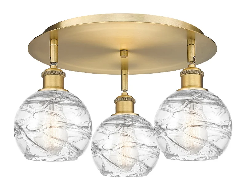 Industrial Area Lighting for Large Open SpacesDowntown Urban Three Light Flush Mount