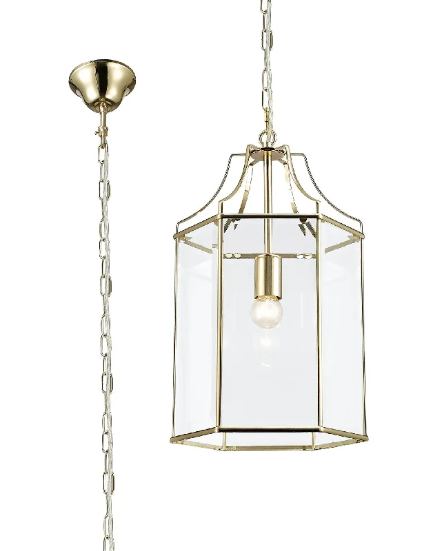 Track lighting for retail window displaysPayton Single Hexagonal Pendant 1 Light E27 French Gold/Polished Chrome/Clear Glass