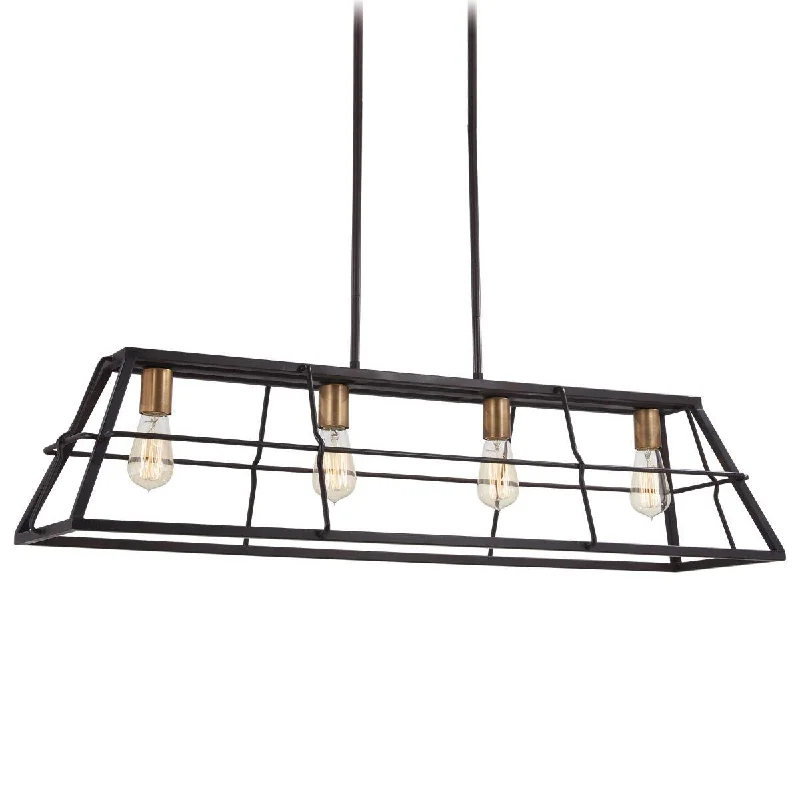 Low - Bay Industrial Lighting Fixtures for Small FactoriesKeely Calle 42 in. 4 Lights Pendant Light Bronze & Brass Finish Low - Bay Industrial Lighting Fixtures for Small FactoriesKeely Calle 42 in. 4 Lights Pendant Light Bronze & Brass Finish