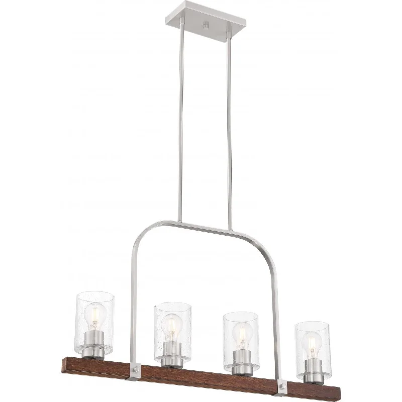 Industrial Area Lighting for Large Open SpacesArabel 32 in. 4 Lights Pendant Light Nickel Finish Industrial Area Lighting for Large Open SpacesArabel 32 in. 4 Lights Pendant Light Nickel Finish