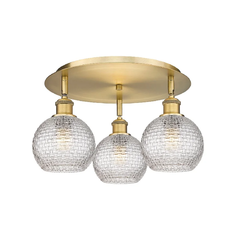 Industrial Ceiling - Mounted Lighting for Assembly PlantsDowntown Urban Three Light Flush Mount Industrial Ceiling - Mounted Lighting for Assembly PlantsDowntown Urban Three Light Flush Mount