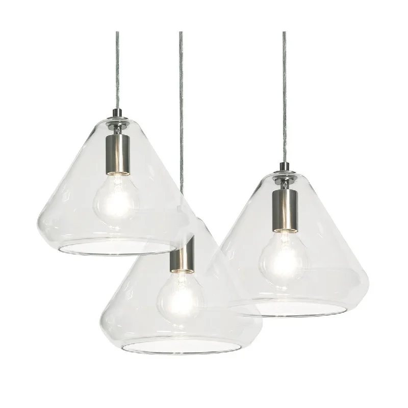Industrial Area Lighting for Large Open SpacesArmitage 3 lights Pendant Light Satin Nickel finish with Clear shade Industrial Area Lighting for Large Open SpacesArmitage 3 lights Pendant Light Satin Nickel finish with Clear shade