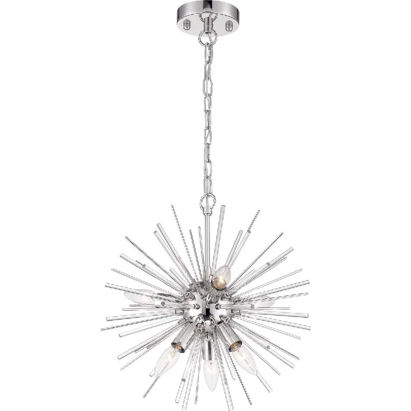 Industrial - style track lighting for loftsNuvo Cirrus Glass Rod Sputnik Look 6 Light Chandelier
