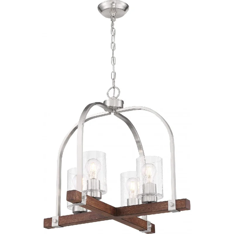 Industrial Lighting for Textile MillsArabel 24 in. 4 Lights Pendant Light Nickel Finish Industrial Lighting for Textile MillsArabel 24 in. 4 Lights Pendant Light Nickel Finish
