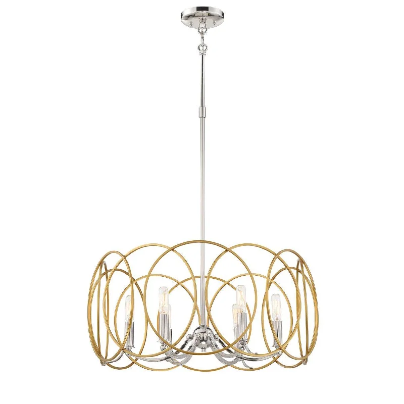 Industrial Pendant Lighting for Machine ShopsChassell 25 in. 6 Lights Pendant Light Gold & Polished Nickel Finish Industrial Pendant Lighting for Machine ShopsChassell 25 in. 6 Lights Pendant Light Gold & Polished Nickel Finish