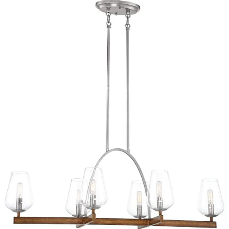 Dimmable Industrial Lighting for Ambiance ControlBirnamwood 41 in. 6 Lights Pendant Light Brushed Nickel Finish Dimmable Industrial Lighting for Ambiance ControlBirnamwood 41 in. 6 Lights Pendant Light Brushed Nickel Finish