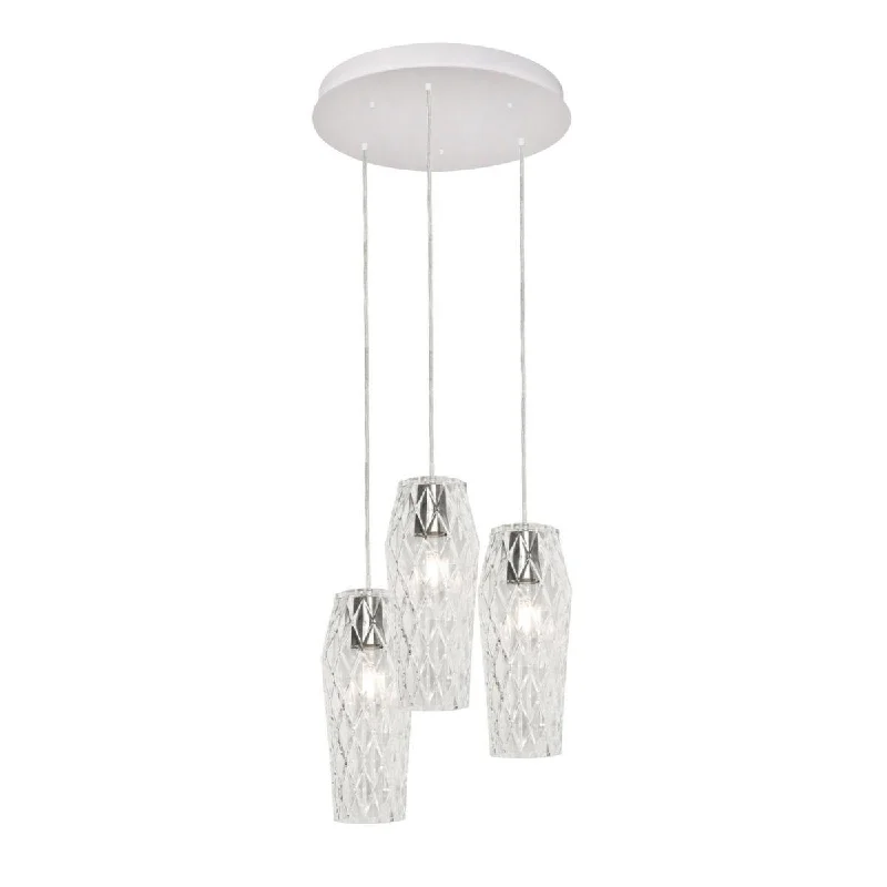 Industrial Ceiling - Mounted Lighting for Assembly PlantsCandace 18 in. 3 Lights Pendant Light Satin Nickel Finish Clear Shade Industrial Ceiling - Mounted Lighting for Assembly PlantsCandace 18 in. 3 Lights Pendant Light Satin Nickel Finish Clear Shade