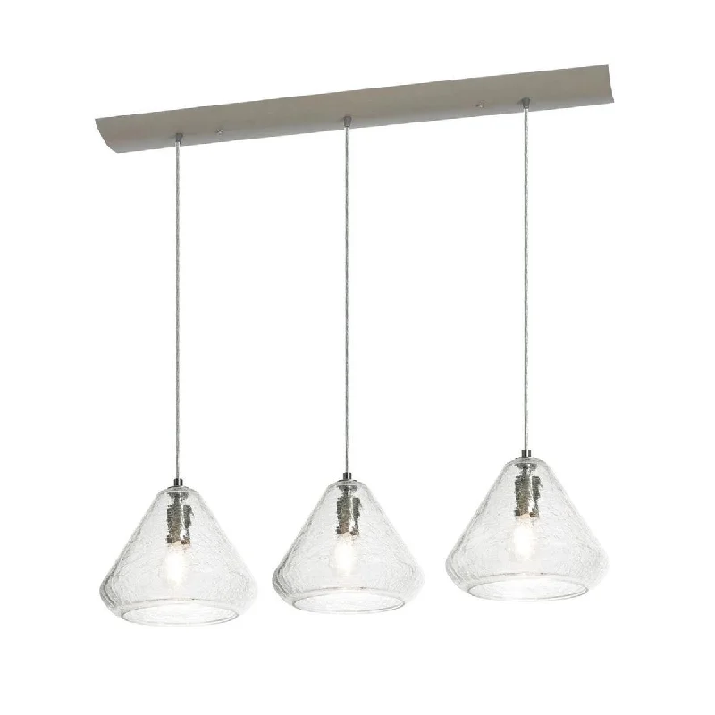 Shock - Resistant Industrial Lighting for Vibrating Machinery AreasArmitage 41 in. 3 lights Pendant Light Satin Nickel finish with Clear Crackle shade Shock - Resistant Industrial Lighting for Vibrating Machinery AreasArmitage 41 in. 3 lights Pendant Light Satin Nickel finish with Clear Crackle shade