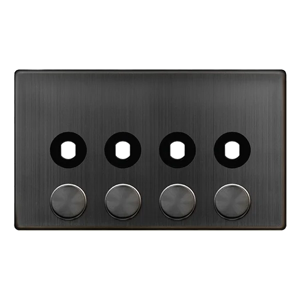 Track lighting for adding a touch of eleganceDefinity 4 Gang Unfurnished Dimmer Plate & Knobs - Matt Bronze Track lighting for adding a touch of eleganceDefinity 4 Gang Unfurnished Dimmer Plate & Knobs - Matt Bronze