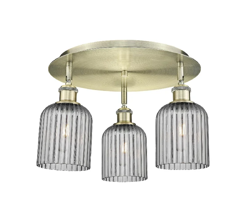 High - Bay LED Industrial Lighting for WarehousesDowntown Urban Three Light Flush Mount High - Bay LED Industrial Lighting for WarehousesDowntown Urban Three Light Flush Mount