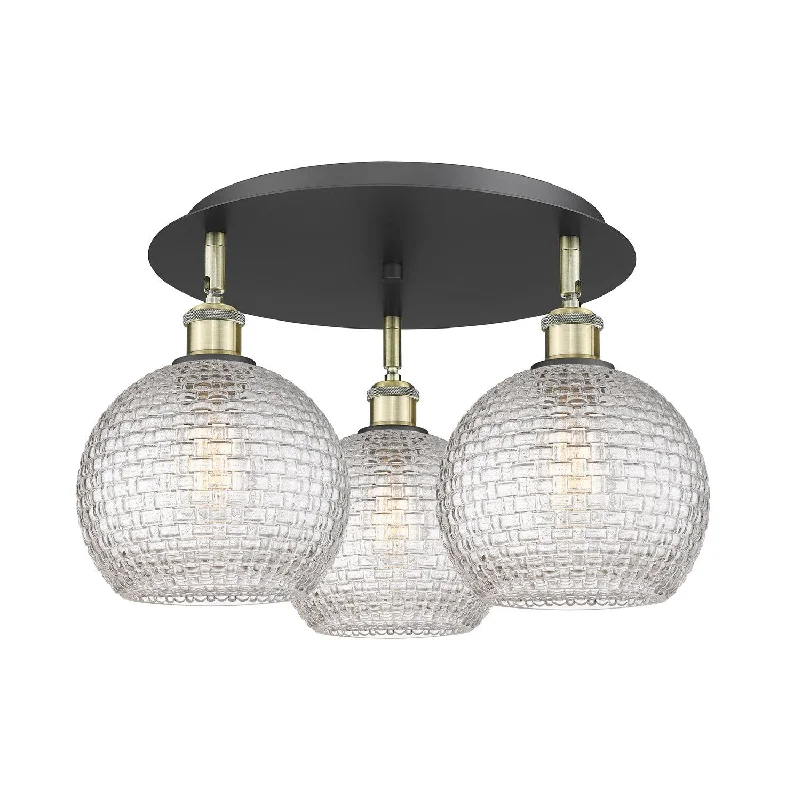 Industrial Area Lighting for Large Open SpacesDowntown Urban Three Light Flush Mount Industrial Area Lighting for Large Open SpacesDowntown Urban Three Light Flush Mount