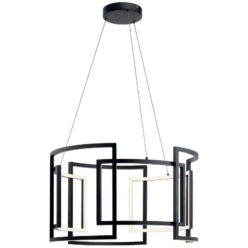 Industrial Lighting for Furniture FactoriesMelko 32 In. 9 Lights LED Pendant Light Black Finish
