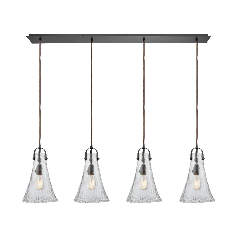 Track lighting with a brushed nickel finishHand Formed Glass 46" Wide 4-Light Mini Pendant Track lighting with a brushed nickel finishHand Formed Glass 46" Wide 4-Light Mini Pendant