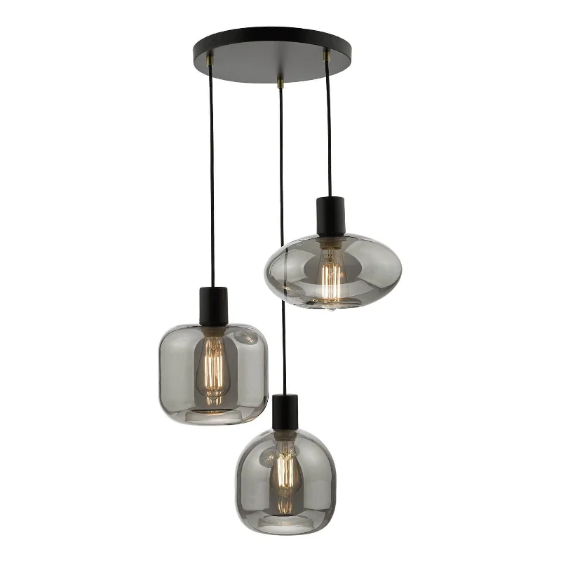 Commercial - grade track lighting for storesAiden 3 Light Cluster Pendant Satin Black & Smoked Commercial - grade track lighting for storesAiden 3 Light Cluster Pendant Satin Black & Smoked