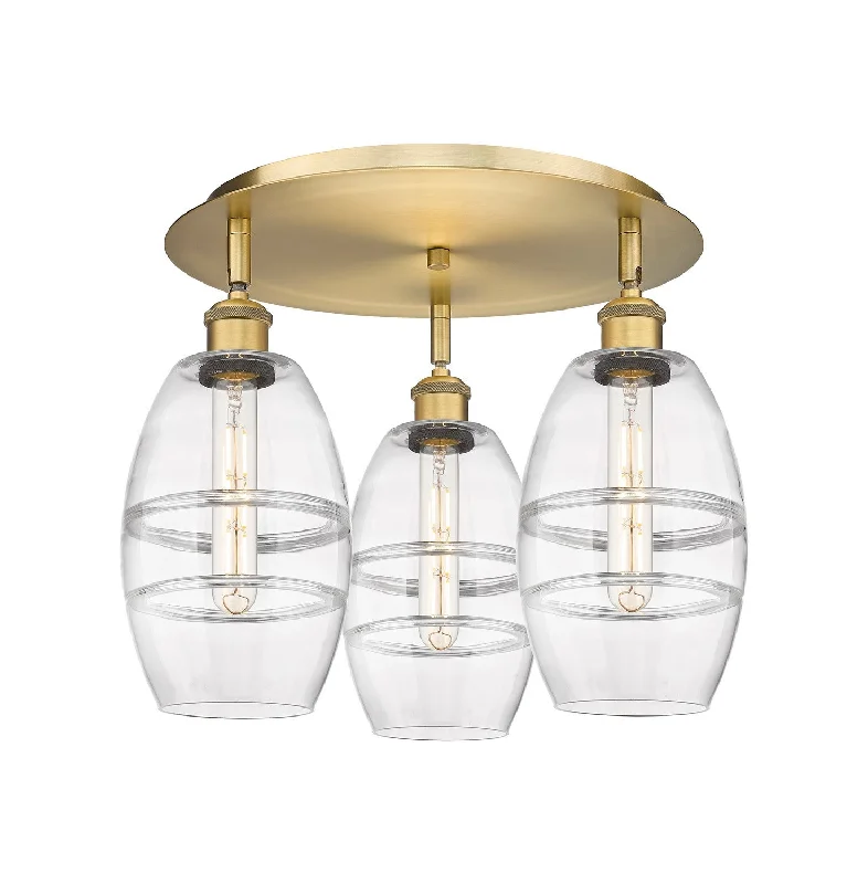 Industrial Ceiling - Mounted Lighting for Assembly PlantsDowntown Urban Three Light Flush Mount