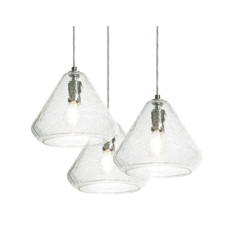Industrial Lighting for Textile MillsArmitage 3 lights Pendant Light Satin Nickel finish with Clear Crackle shade Industrial Lighting for Textile MillsArmitage 3 lights Pendant Light Satin Nickel finish with Clear Crackle shade