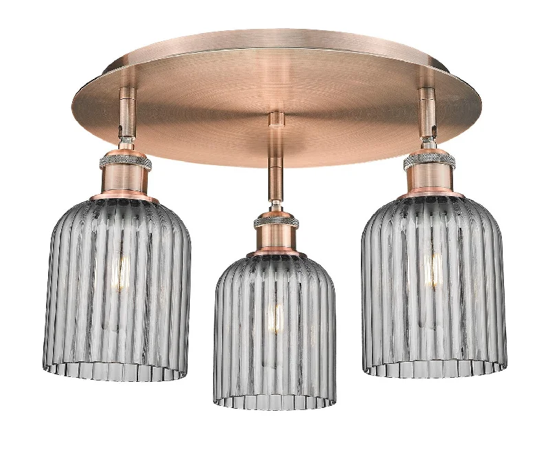 Industrial Ceiling - Mounted Lighting for Assembly PlantsDowntown Urban Three Light Flush Mount Industrial Ceiling - Mounted Lighting for Assembly PlantsDowntown Urban Three Light Flush Mount