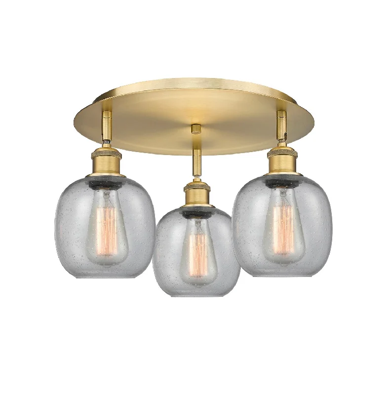 Industrial Ceiling - Mounted Lighting for Assembly PlantsDowntown Urban Three Light Flush Mount Industrial Ceiling - Mounted Lighting for Assembly PlantsDowntown Urban Three Light Flush Mount