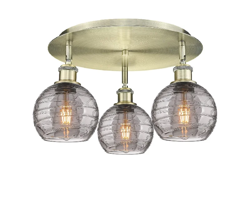 Waterproof Industrial Lighting for Wet AreasDowntown Urban Three Light Flush Mount