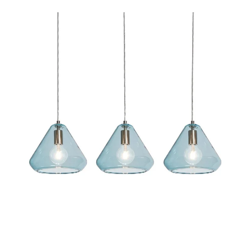 High - Bay LED Industrial Lighting for WarehousesArmitage 41 in. 3 lights Pendant Light Satin Nickel finish with Aqua shade High - Bay LED Industrial Lighting for WarehousesArmitage 41 in. 3 lights Pendant Light Satin Nickel finish with Aqua shade
