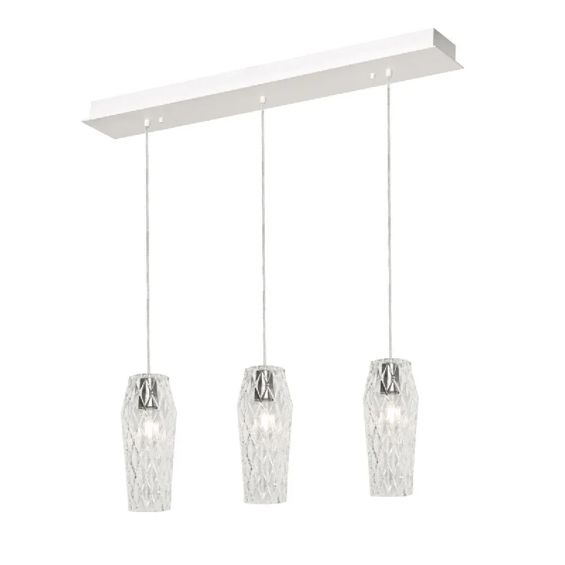 Industrial Exit Sign Lighting for Quick EvacuationCandace 36 in. 3 Lights Pendant Light Satin Nickel Finish Clear Shade Industrial Exit Sign Lighting for Quick EvacuationCandace 36 in. 3 Lights Pendant Light Satin Nickel Finish Clear Shade