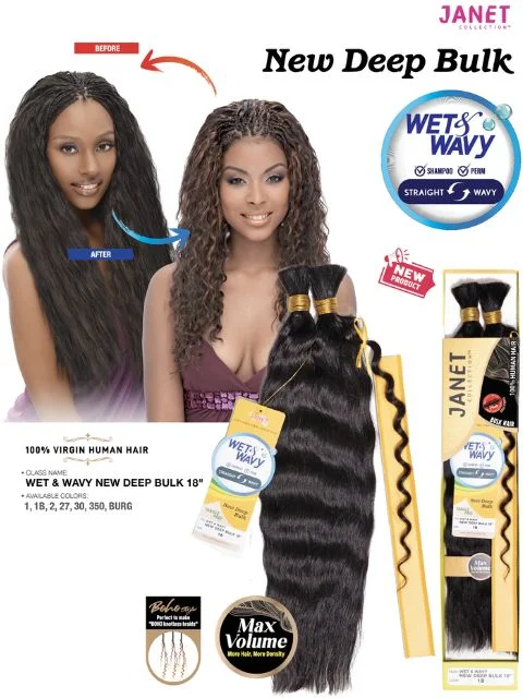 Janet Collection 100% Virgin Human Hair WET&WAVY NEW DEEP Bulk 18