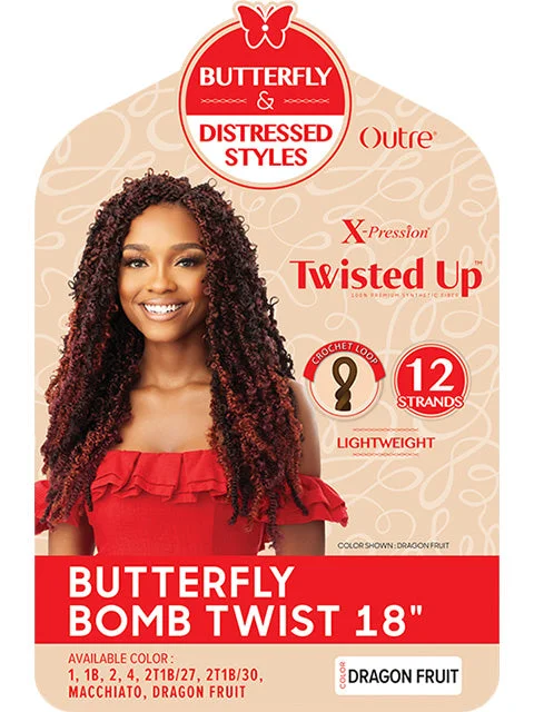 [MULTI PACKS DEAL] Outre Synthetic X-Pression BUTTERFLY BOMB TWIST Crochet Braid 18 (10pcs)