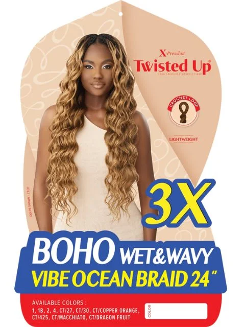 Outre X-Pression Twisted Up Crochet Braid BOHO WET & WAVY VIBE OCEAN BRAID 24