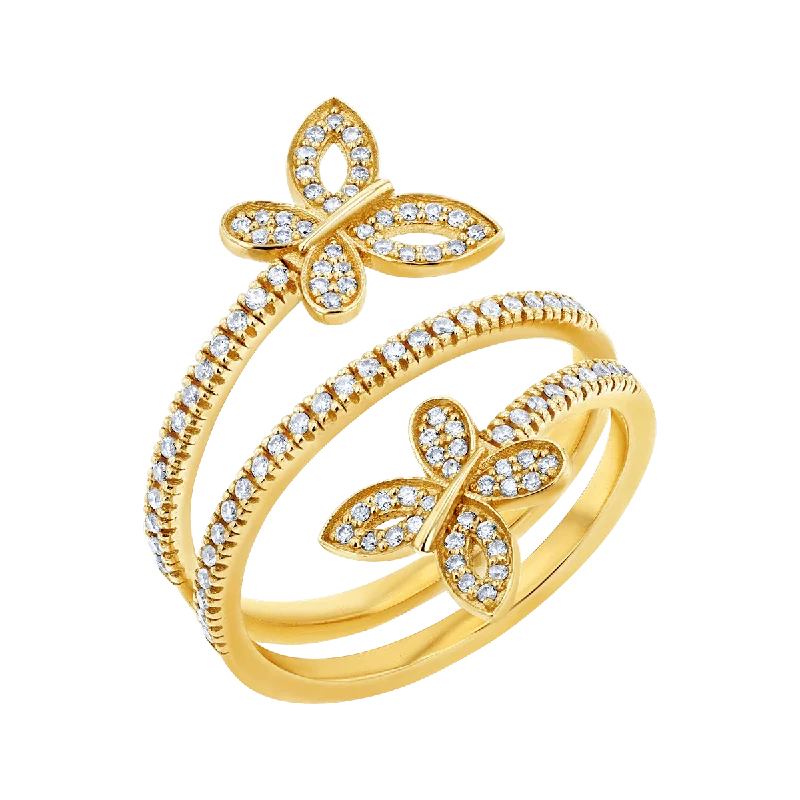 Diamond Double Wrap Butterfly Ring