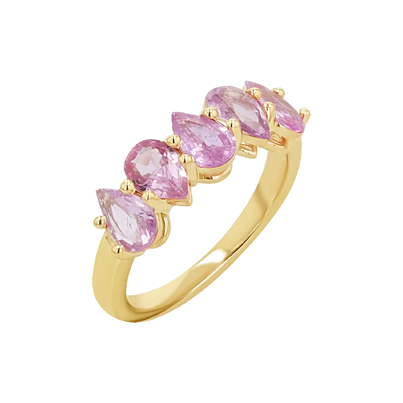 Pear Shape Pink Sapphire Half Eternity