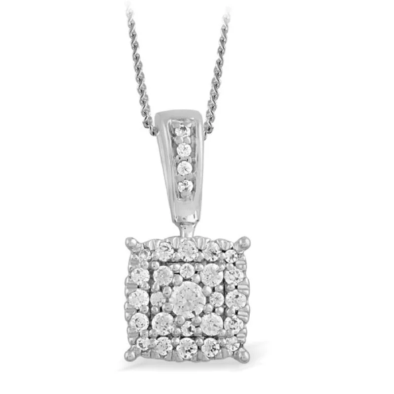 1/7 CTW Diamond Cluster 18-inch Pendant in 10KT White Gold