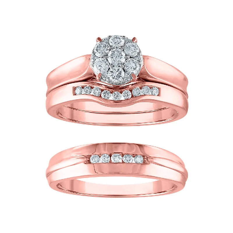 5/8 CTW Diamond Wedding Trio Set in 10KT Rose Gold