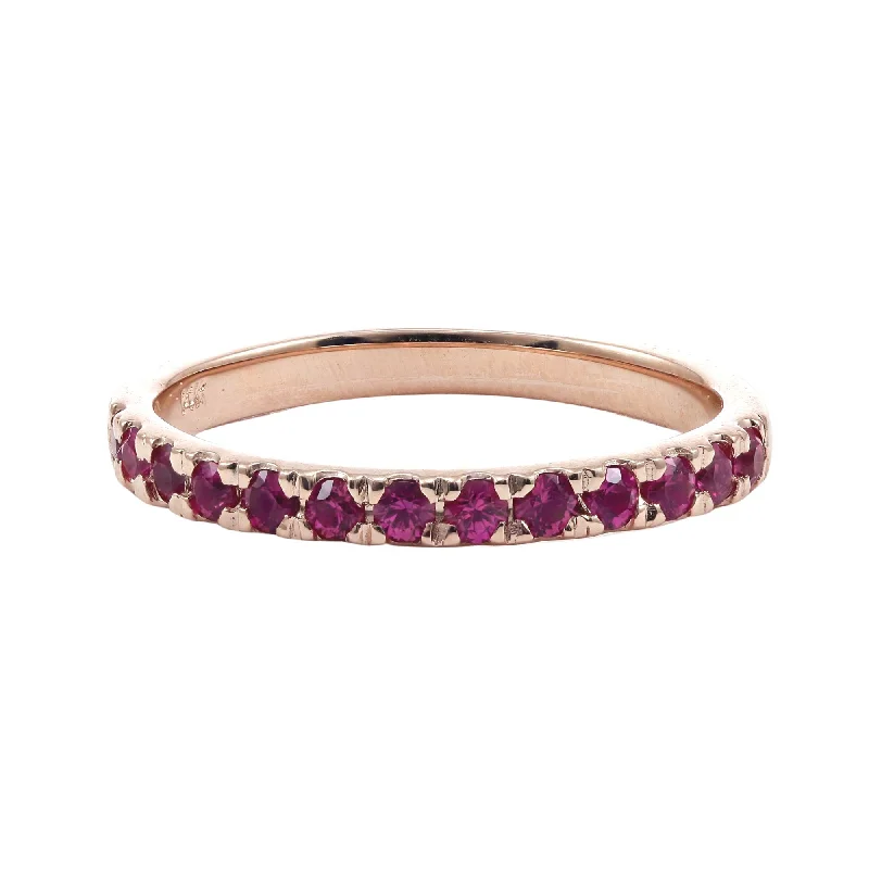 HENNE 14K ROSE GOLD HOT PINK SAPPHIRE HALF ETERNITY BAND